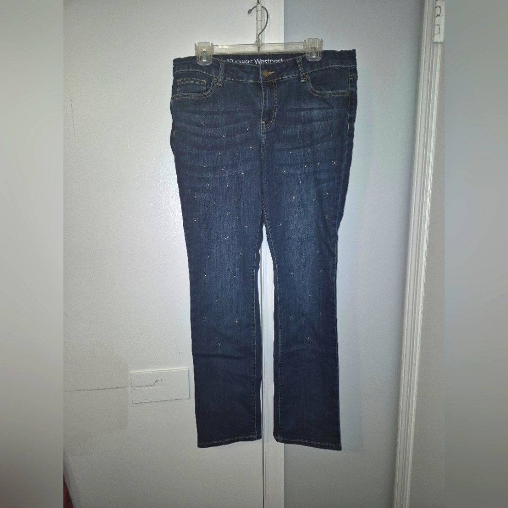 Westport Women's Blue Jeans With Rhinestones Size 12